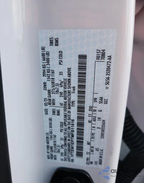 2021 Ford F150 Supercrew from USA, damaged, VIN 1FTEW1EP7MFB11616